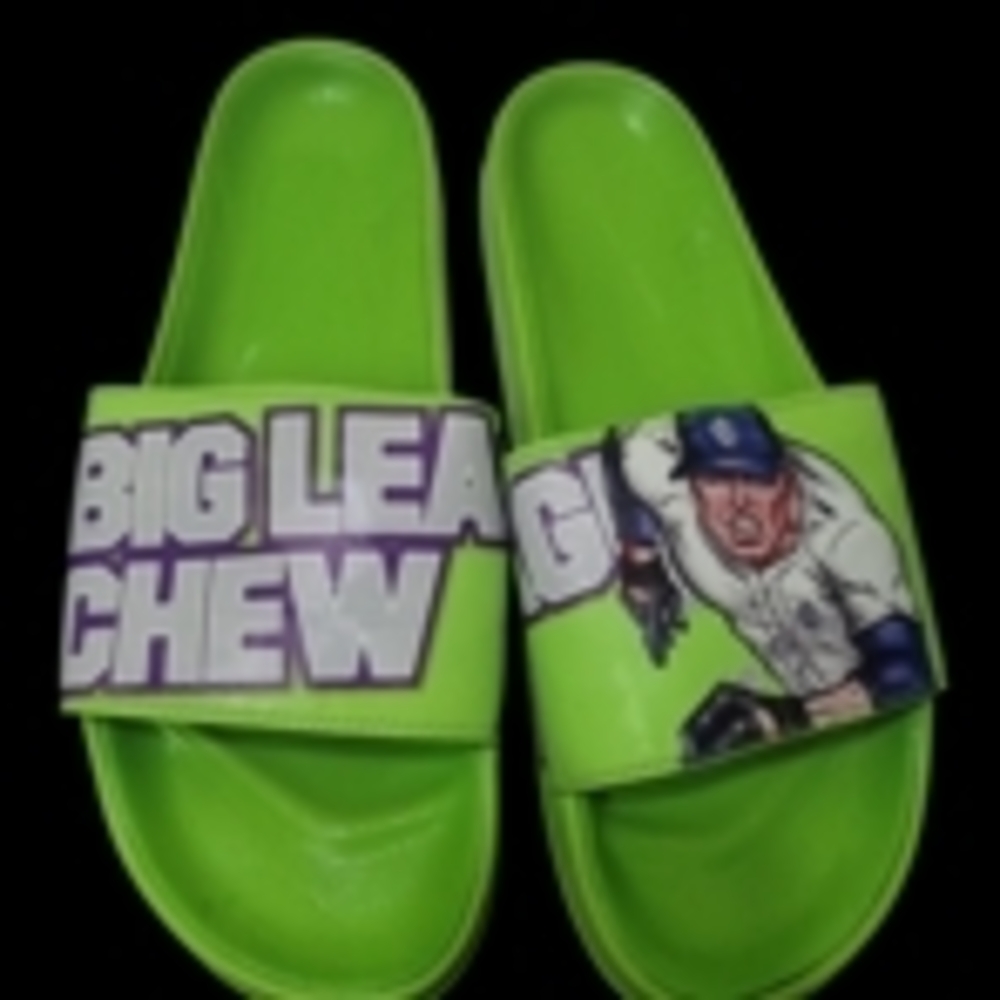 New Balance Vibrant Green Graphic Slide Sandals
